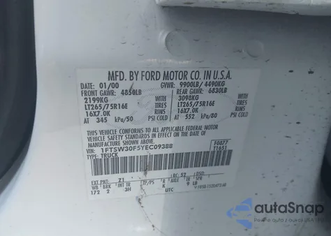 2000 Ford F-350 Lariat/Xl/Xlt from USA, damaged, VIN 1FTSW30F5YEC09388